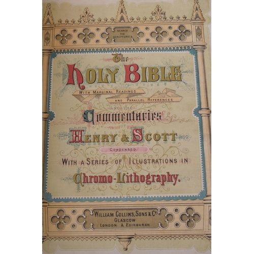 288 - The Holy Bible 'Henry & Scott' Chromo Lithography, William Collins, Sons & Co, Glasgow, Leather boun... 