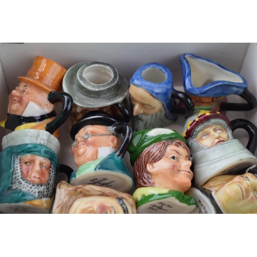 30 - A collection of Franklin Mint tiny character jugs to include Scrooge, Friar Tuck, Richard III and ma... 