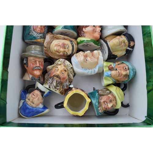 30 - A collection of Franklin Mint tiny character jugs to include Scrooge, Friar Tuck, Richard III and ma... 