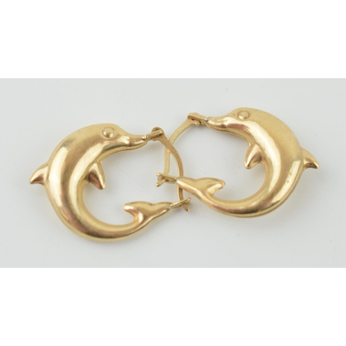 315 - A pair of 9ct gold dolphin earrings, 0.7 grams.