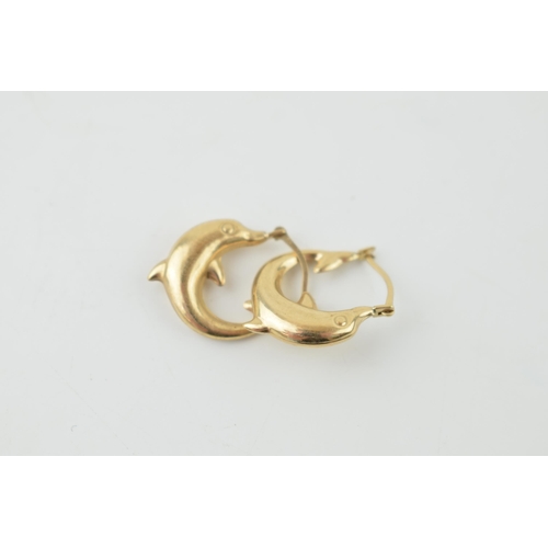 315 - A pair of 9ct gold dolphin earrings, 0.7 grams.