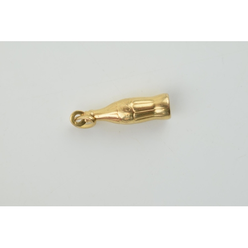 320 - 9ct gold charm in the form of a coca cola bottle,