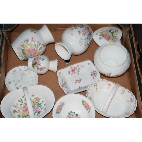 6 - A collection of Coalport in the Garden Rose pattern to include vases, baskets, pin dishes and others... 