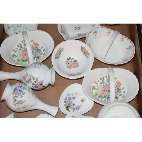 6 - A collection of Coalport in the Garden Rose pattern to include vases, baskets, pin dishes and others... 