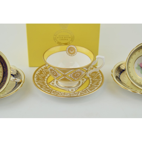 106 - Three cups and saucers to include a boxed example by 'The Royal Collection' together with two 'Parag... 