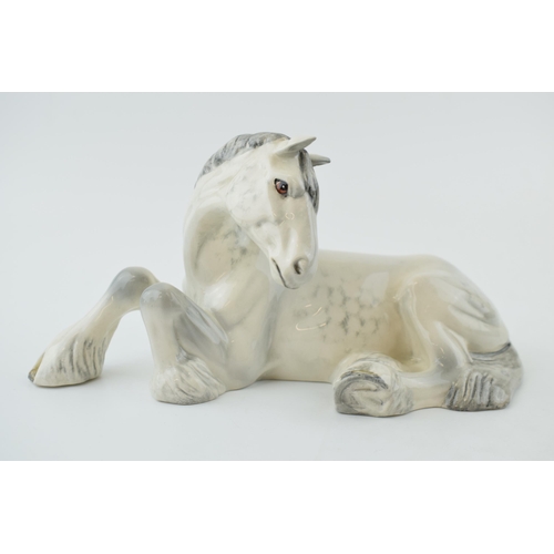 140 - Beswick Shire Horse lying down dapple grey 2459.  12cm tall