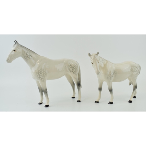 143 - Beswick Grey Imperial Horse 1557 with mare facing left in grey (2).