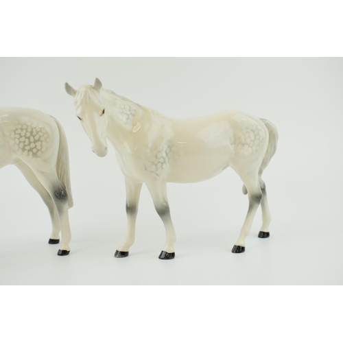 143 - Beswick Grey Imperial Horse 1557 with mare facing left in grey (2).