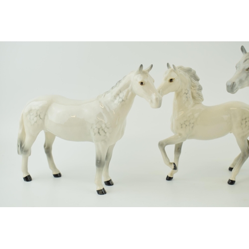 146 - Beswick grey horses to include a prancing arab, an arab bahram and one other (3).