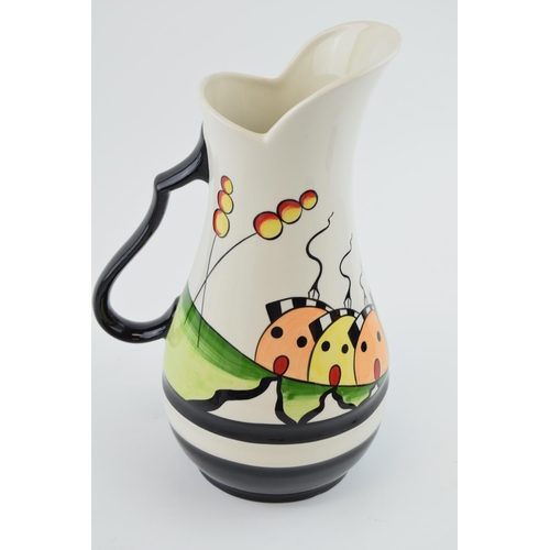 30 - Large Lorna Bailey jug in the Morton Parade design, 27cm tall.