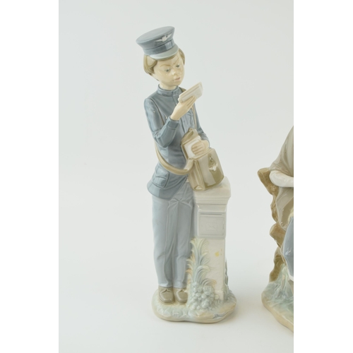 47 - Lladro and Nao figures to include a postman and a hiker (2).