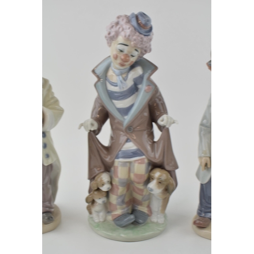 52 - Lladro Clown figures Sad Sax 5471, Circus Sam 5472 & Surprise 5901, tallest 25cm (3).