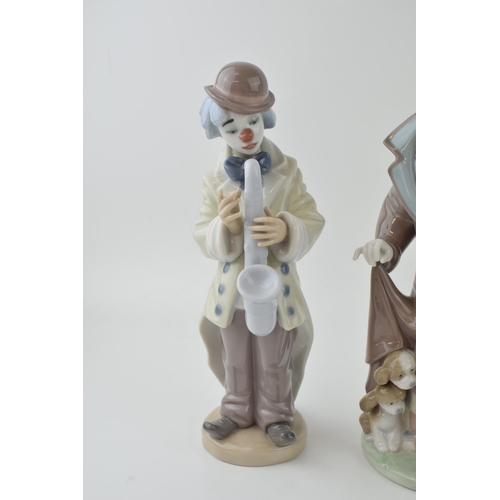 52 - Lladro Clown figures Sad Sax 5471, Circus Sam 5472 & Surprise 5901, tallest 25cm (3).