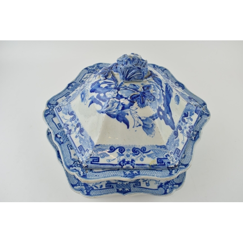 58 - An early 19th century blue and white transfer-printed Masons Ironstone China Blue Pheasant pattern s... 