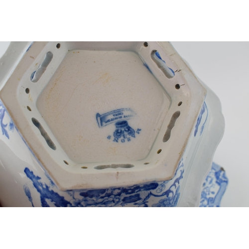 58 - An early 19th century blue and white transfer-printed Masons Ironstone China Blue Pheasant pattern s... 