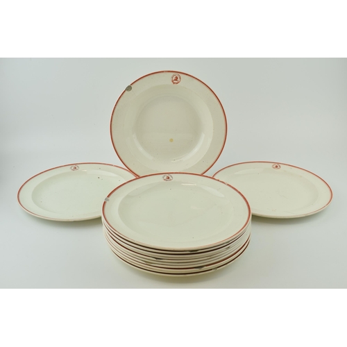 61 - A group of early 19th century Wedgwood creamware armorial dinner wares, c. 1810, 'Tin Time' (13) (al... 