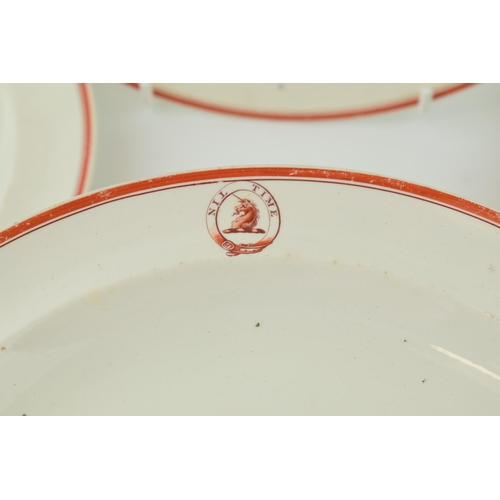 61 - A group of early 19th century Wedgwood creamware armorial dinner wares, c. 1810, 'Tin Time' (13) (al... 