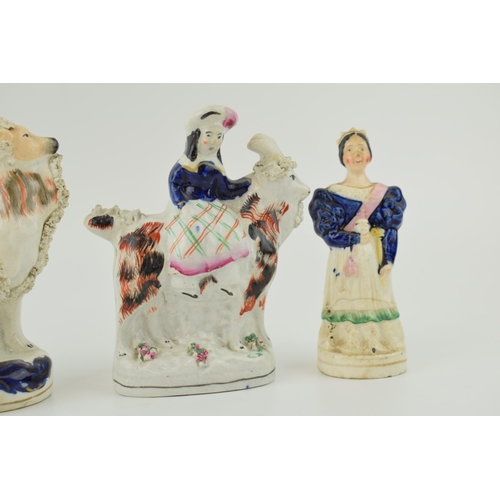 67 - A group of Victorian Staffordshire Figures to include Victoria, Albert and Royal children riding goa... 