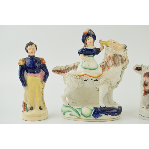 67 - A group of Victorian Staffordshire Figures to include Victoria, Albert and Royal children riding goa... 