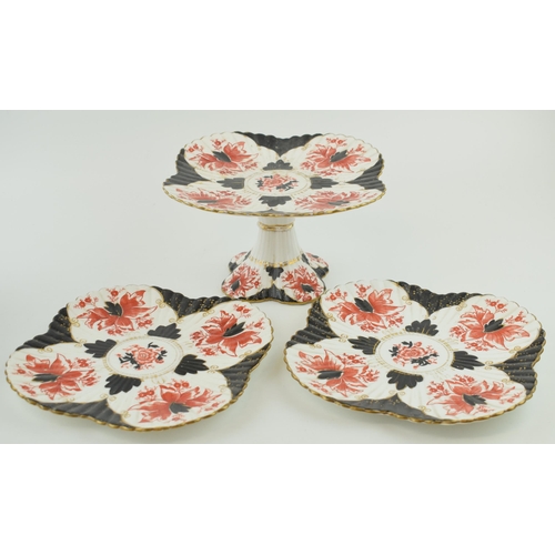 72 - An early 19th century Wileman and Co transfer-printed and coloured iron stone china large floral des... 