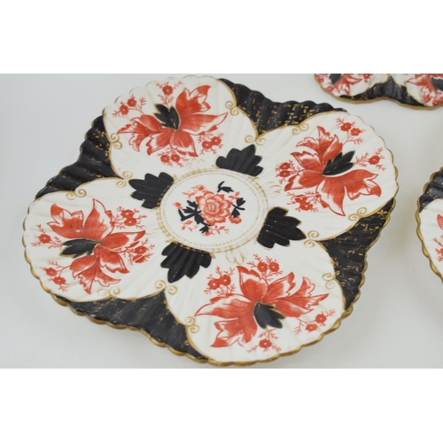 72 - An early 19th century Wileman and Co transfer-printed and coloured iron stone china large floral des... 