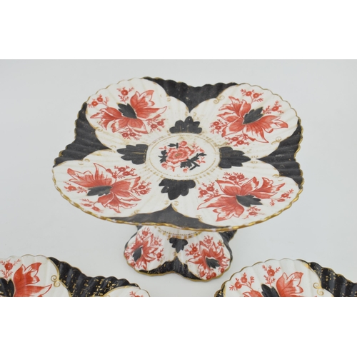 72 - An early 19th century Wileman and Co transfer-printed and coloured iron stone china large floral des... 