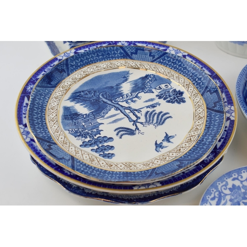 79 - A group of 19th and 20th century blue and white transfer-printed wares to include
Wedgwood Fallow De... 