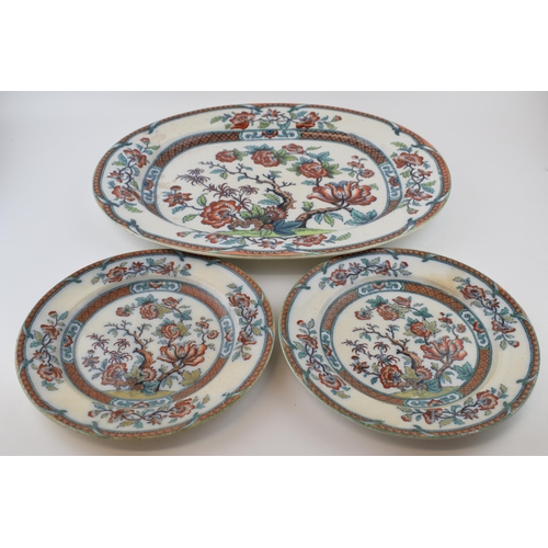 80 - An early 19 th century transfer-printed and coloured iron stone china large floral design
platter, a... 