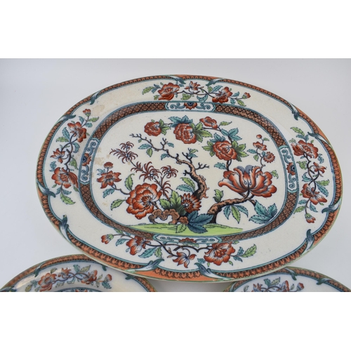 80 - An early 19 th century transfer-printed and coloured iron stone china large floral design
platter, a... 