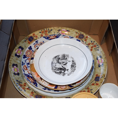 82 - A group of mostly early 19 th century British ceramics, to include: bat printed, hand-
painted porce... 