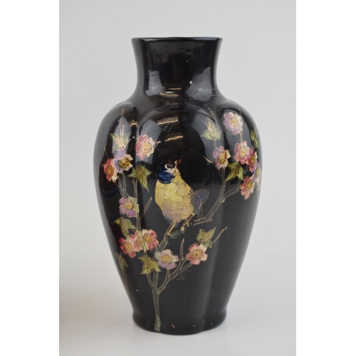 99 - A 19th century terracotta coloured bottle vase, probably Copeland, c. 1870 together with a Bretby Po... 