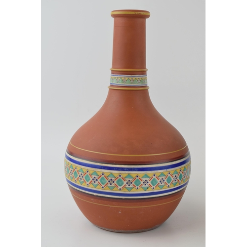 99 - A 19th century terracotta coloured bottle vase, probably Copeland, c. 1870 together with a Bretby Po... 