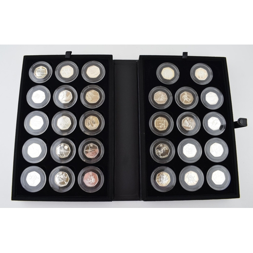 Royal Mint silver proof London 2012 Olympic 50p collection, 29 in total,  in Original Case with Certificates.