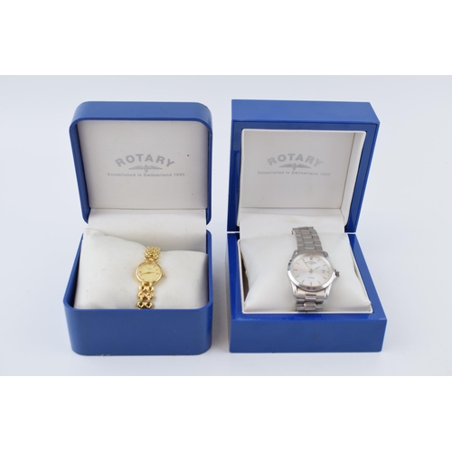 284 - A pair of boxed Rotary wristwatches to include a ladies gilt watch and a gents steel watch, 34mm (2)... 