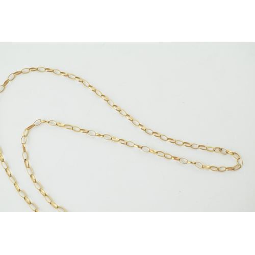 302 - 9ct gold thin belcher-style chain, 3.5 grams, circa 52cm long.