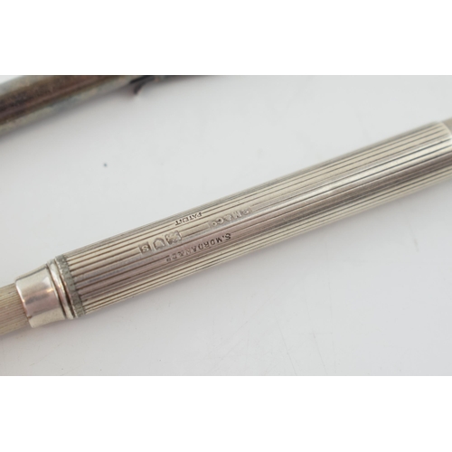 328 - 'Samson Mordan & Co' sterling retractable silver propelling pencil together with a silver-plated 'Ev... 