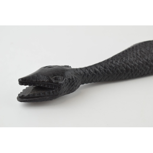 341 - Hand-carved snake ornament in hardwood, likely early 20th century. Length 56cm.