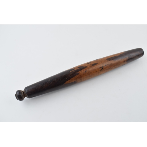 351 - A 19th century pie pin /rolling pin. Lignum vitae or similar hardwood. Of kitchenalia interest. Leng... 