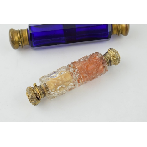 368 - A collection of antique scent bottles to include double ended examples, in cut glass and Bristol blu... 