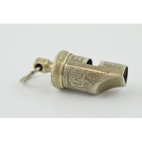 370 - An antique whistle, possibly a safety whistle with monogram. 6cm.