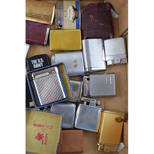 375 - A mixed collection of vintage cigarette lighters to include boxed examples by manufacturers Calibre,... 