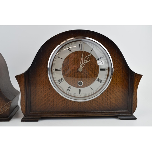 424 - Two vintage mantle clocks to include mechanical clock with chiming movement With pendulum and key 'M... 