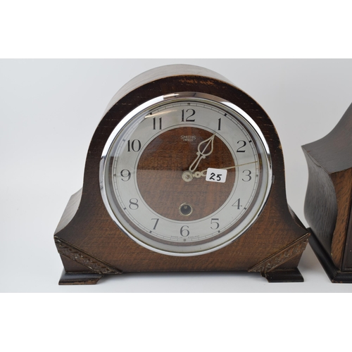 424 - Two vintage mantle clocks to include mechanical clock with chiming movement With pendulum and key 'M... 