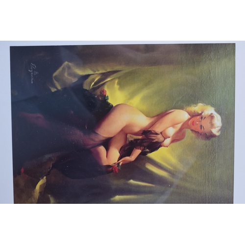 433 - A collection of 6 Gil Elvgren glamour / pin up prints of semi erotic scenes, framed, prints are 8x6,... 