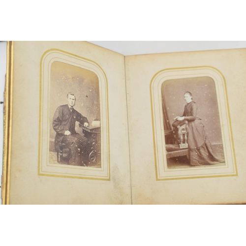 439 - A collection of Victorian photograph albums with contents, leather bound with brass fittings. Period... 