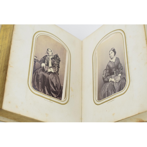 439 - A collection of Victorian photograph albums with contents, leather bound with brass fittings. Period... 