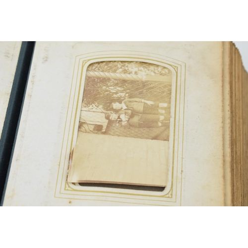 439 - A collection of Victorian photograph albums with contents, leather bound with brass fittings. Period... 