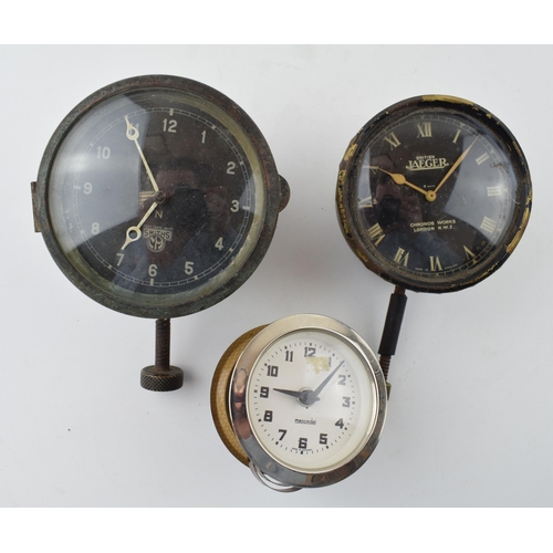 451 - A collection of car clocks to include examples by Smiths, Jaeger and Mercedes. (3)