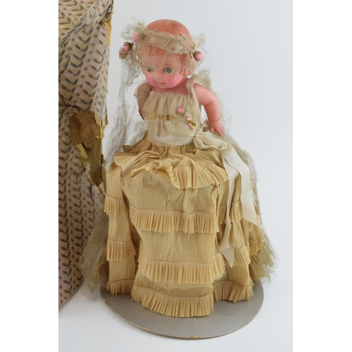 465 - Boxed doll with paper dress, made in England, 'Pomeranian'. Height 40cm.