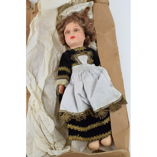 466 - Boxed 'Les Poupees' de Bretagne, papier mache dolls of Brittany. Doll height 32cm.